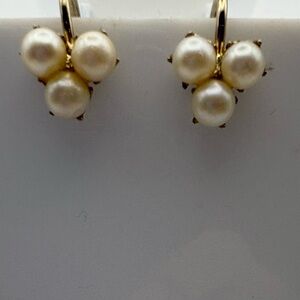 Vintage Pearl Cluster Earrings – Gold Filled Screw-Back